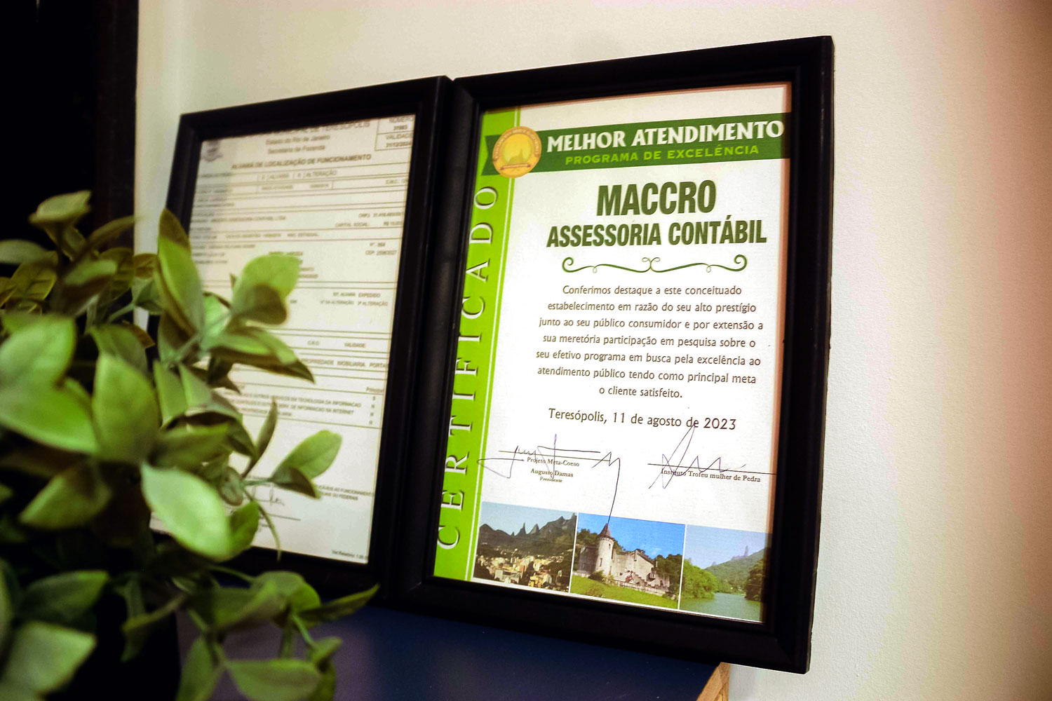 Certificado de reconhecimento Maccro